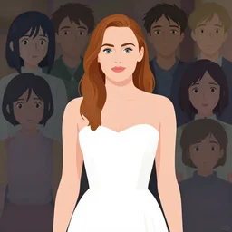 sophie turner, head and shoulders, white dress, clean cel shaded vector art. shutterstock. behance hd by lois van baarle, artgerm, helen huang, by makoto shinkai and ilya kuvshinov, rossdraws, illustration,