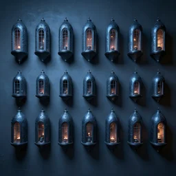 the hibernation cabin are neatly arranged on the wall, horizontal composition, future style, dark, h. r. giger, blue color scheme, huleeb, concept art, trending on artstation.