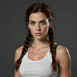 portrait of lara croft, by nikolay makovsky and donato giancola.