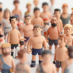 a high quality focused photo of a horde of cartoonish sports illustrated hunks engaged in battle, in the style of matt furie, marc johns, joan cornella, rebecca sugar, and pendleton ward.