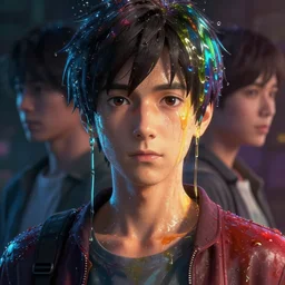 photorealistic dramatic liquids anime people render, detailed face, colorful, atmosphere cinematic, by wlop, by ilyu kuvshinov, by makoto shinkai, soft shadows, concept art, super detailed, unreal engine 5, octane render, vfx, houdini, 8 k, super realistic, ufotable studio art style, global illumination, volumetric light, trending in pixiv