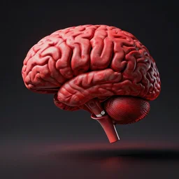 a floating brain watching a movie, red black colour scheme, highly detailed, constructivism