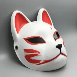 photography of kitsune mask, still life, natural lighting, studio, upward side view, iso 1 0 0, shutter speed 1 2 5, aperture 8, award winning