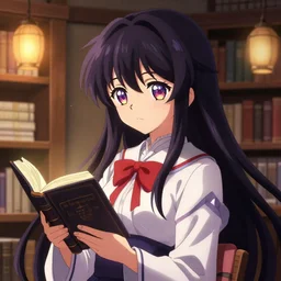 pixiv artwork of patchouli knowledge from touhou project, patchouli knowledge touhou book lamp library artwork by greg rutkowski makoto shinkai key art kyoto animation 4 k 8 k ultrahd trending finely detailed sparkling eyes