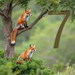 a tree sitting on a bush sitting on a fox sitting on a 7 4 7 in the air