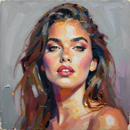 a vibrant portrait of ana de armas, acrylic, impasto, lit from above, artstation,
