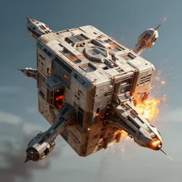 exploding cubic spaceships from the movie dune, 2 0 2 1 cinematic 4 k framegrab, intricate abstract spaceship floating, spaceship with straight edges, lots of explosions all over the spaceships