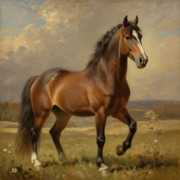 anthropomorphic horse proudly posing for a portrait, painted by rembrandt intricate ultra detailed painting atmospheric lighting golden hour