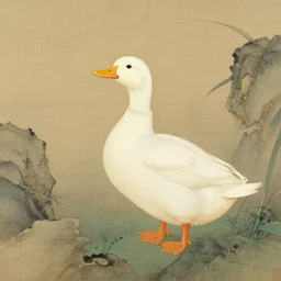thinking of duck, fantasy traditional painting