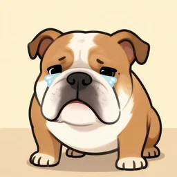 a cartoon of a bulldog crying