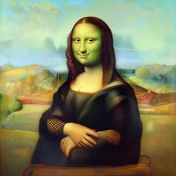 a portrait of an anthromorpic cucumber painted by leonardo da vinci. peter griffin in the painting is shown seated with his hands folded in his lap. he is wearing a simple dress with a pattern of flowers. his hair is pulled back from his face and he has a small, faint smile. the background of the painting is a landscape of rolling hills and mountains. the sky is a light blue, and there are small clouds in the distance,
