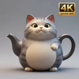 fat cat shaped teapot, highly detailed, octane render, ray tracing, ambient occlusion, trending on artstation, 8 k