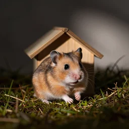 A hamster defending its home