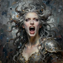 fantasy character portrait, close up, wide angle, ultra realistic, intricate details, the storm goddess rages, highly detailed, abstract art piece by gaston bussiere, craig mullins, j. c. leyendecker 8 k