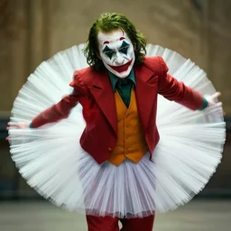 the joker in a tutu, high definition, photorealistic,