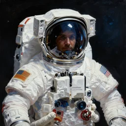 a portrait of an astronaut in space in a painting from stalenhag, 4 k, 8 k, hdr, artstation, concept art