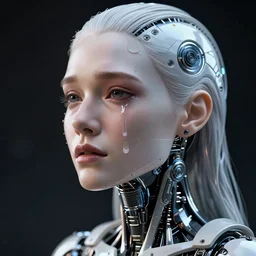 ultra detailed, beautiful crying! female android!, intricate detailed, photorealistic!, octane render, concept art, cinematic, interstellar, sharp, cyberpunk, bladerunner 2 0 4 7, 8 k, el dia los muertos, by angus mckie, moebius!, kuciara!, stanley lau, artgerm, rutkowski, mucha
