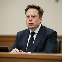photograph of elon musk in court