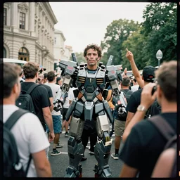 crowd in vienna rage against mecha zack de la rocha with a broken leg, shot on kodak portra 4 0 0 3 5 mm film