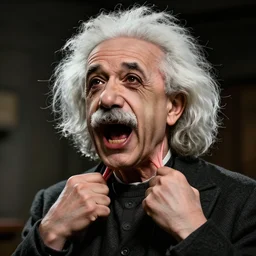albert einstein screaming violently yanking his jugular veins out of his neck while having a psychotic break in the style of unreal engine 5
