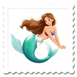 a mermaid on a postage stamp