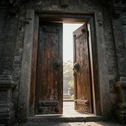 an ancient door opening cinematic hyper detailed realistic