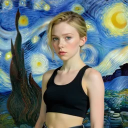 cyberpunk millie bobby brown by vincent van gogh
