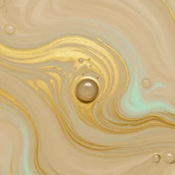 beautiful liquid marble texture with oil bubbles. harmonic khaki, gold and mint coloured abstraction. ultradetailed realistic nft art