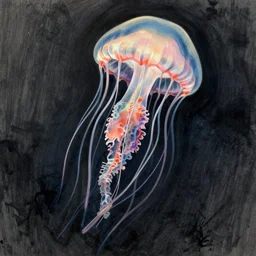 a beautiful jellyfish illustration, drawn by ernst haeckel, uncropped, artistic