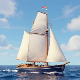 sailing vessel in the sea, amazing background, z lowbrow, 3 - d, highly detailed, in the style of alexander jansson,