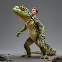 mark zuckerberg turning into a reptile, 4 k, full body, realistic, sci - fi