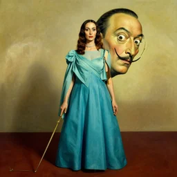 a warrior in a turquoise dress, portrait by salvador dali