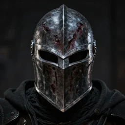 grimdark space knight helmet, terrifying, grimdark, photorealistic, closeup, symmetrical, artstation