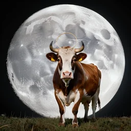 wide angle view, colored photo of a cow wearing circle crown on the moon, photorealistic, nikon z 1 4 - 2 4 f 2. 8 s, 8 k
