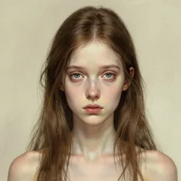 a beautiful portrait of a sickly thin young woman with extremely thin brown hair by greg hildebrandt