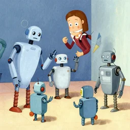 robots doing activities by margret rey