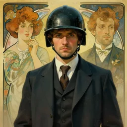 portrait of a vicotrian doctor in suit with helmet by darek zabrocki and greg ruthkowski, alphonse mucha, simon stalenhag and cinematic and atmospheric, concept art, artstation, trending on artstation