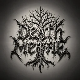 death metal band logo, unreadable text, metal font, looks like a tree silhouette, looks like varicose veins, letters branching out, complex, horizontal, brutal