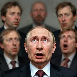 vladimir putin, freaked out!!!, gasped for air with open mouth, scared!!, looking directly to sky, looking up, terrified of, by donato giancola and greg rutkowski and wayne barlow and zdzisław beksinski, realistic face, digital art