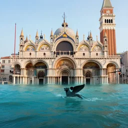 an award winning photo of venice san marco submerged by the ocean, photorealistic, church with winged lion underwater, trending on flickr