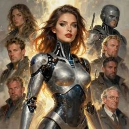 the woman of my dreams is a cyborg assassin supermodel : : illustrated by artgerm, karol bak, android jones, nychos, greg rutkowski : : digital art, illustration, concept art, character design, weta, wlop, artstation