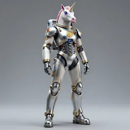 pretty cyborg in a space suit fashion design by versace, unicorn helmet, steel boots, artgerm, photoshoot, intricate, highlydetailed, artstation - n 4