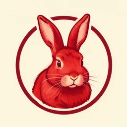 a tshirt logo of a red rabbit, vintage style, art piece, portrait, super detailed, ultra realistic, vector graphics