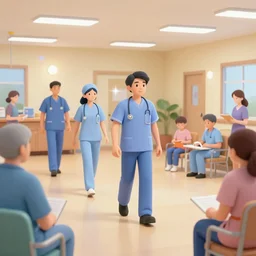 a mosh pit at a nursing home with flashing lights