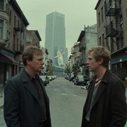 decrepit main street, film still from the movie directed by denis villeneuve and david cronenberg with art direction by and h. r. giger and zdzisław beksinski