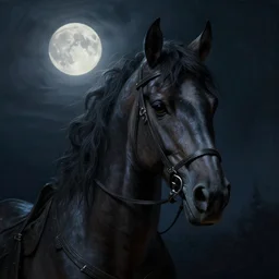 a hyper realistic digital painting of the headless horseman, full of details, intricate, night time, volumetric light, full moon, moonglow, dark fantasy, horror, in the style of greg rutkowski