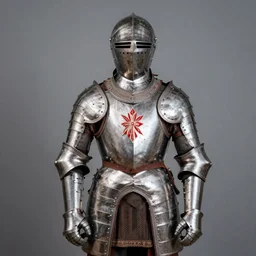 man in 15 century decorated crusader armor