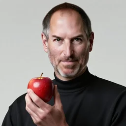 happy steve jobs holding an apple by annie leibovitz