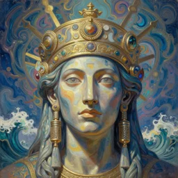 hyper detailed masterpiece, ancient greek oracle psychedelic trance shaman face portrait, artgerm, moebius, donato giancola, tom bagshaw, digital art painting, dream wave aesthetic, ethereal, epic, italian futurism