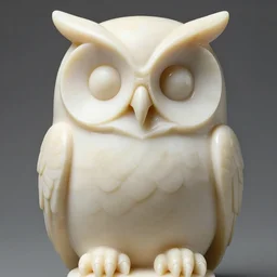 symmetrical detailed sculpture of an owl, made of Smooth Ivory